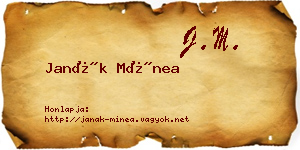 Janák Mínea névjegykártya